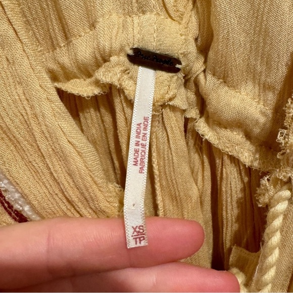 Free People Will Wait For You Yellow V Neck Floral Ruffle Boho Midi Dress SZ XS - Picture 12 of 12